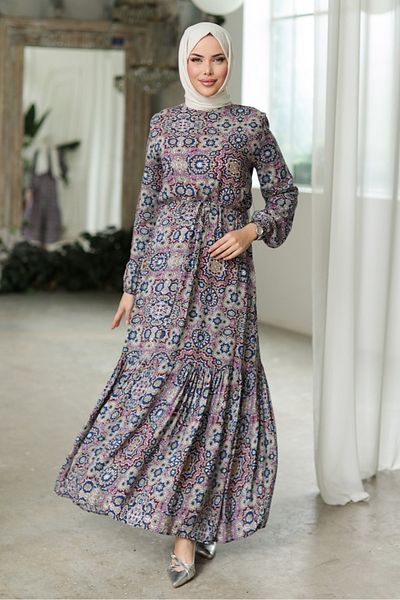 Bestenur Yeral Woven Viscose Dress 1326 - Powder