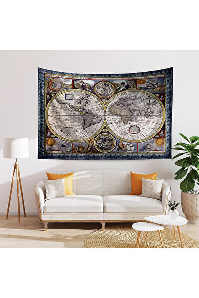 Else Dekor Medieval Tumbled World Map Retro Pattern Wall Cover Wall Tapestry Tapestry