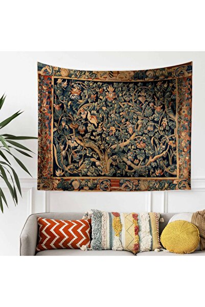 Else Dekor Vintage Fransız Retro Yaşam Ağacı Desenli Duvar Örtüsü Duvar Halısı Tapestry