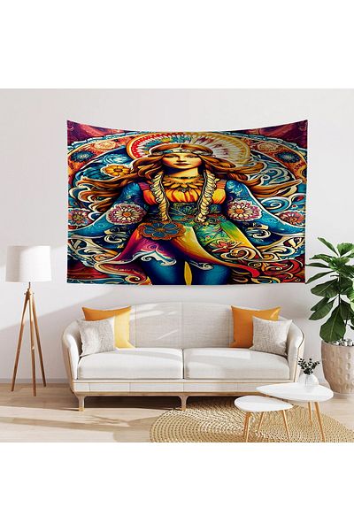 Else Dekor Women's Floral Patterned Wall Tapestry and Tapestry