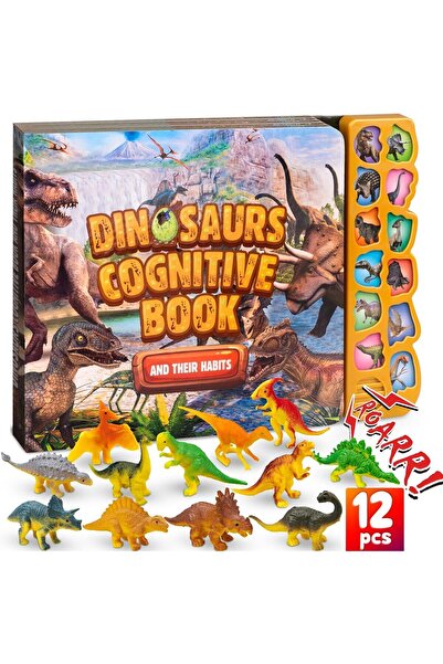 Yelajoy كتاب صوتي تفاعلي عن الديناصورات، 12 شخصية ديناصور، صوت واضح، مناسب لل...