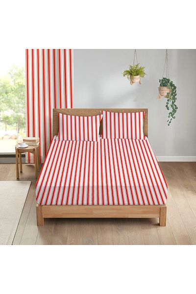 Evmila Stripe Patterned Printed Double Sheet Set 180X200 cm
