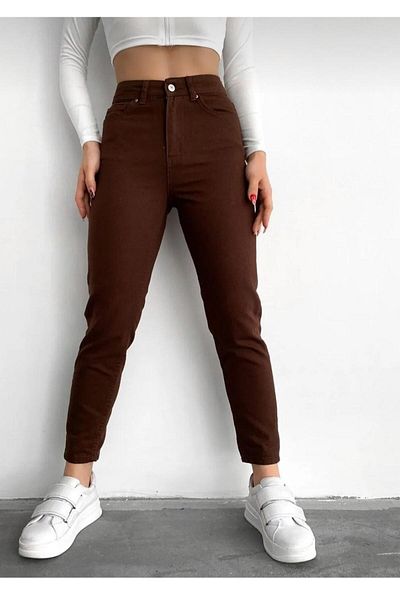 Asia Καφέ Ψηλόμεσο Mom Jeans