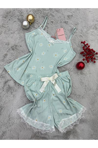 pijamaworld SET DE Pijamale YAZLIKH CU ȚESĂTURĂ MOALE ȘI PANTALONI SCURT CU BRETELE