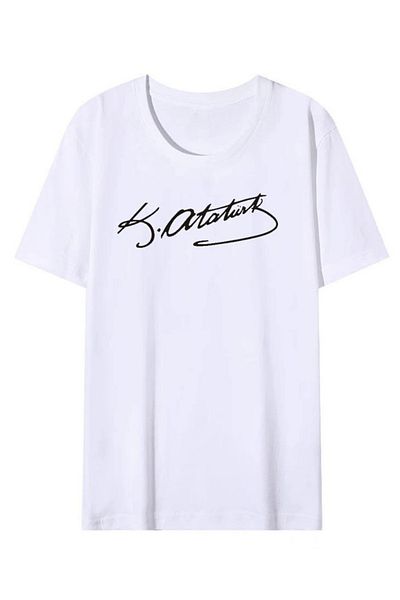 Köstebek Λευκό μπλουζάκι με υπογραφή Mustafa Kemal Atatürk (Unisex).