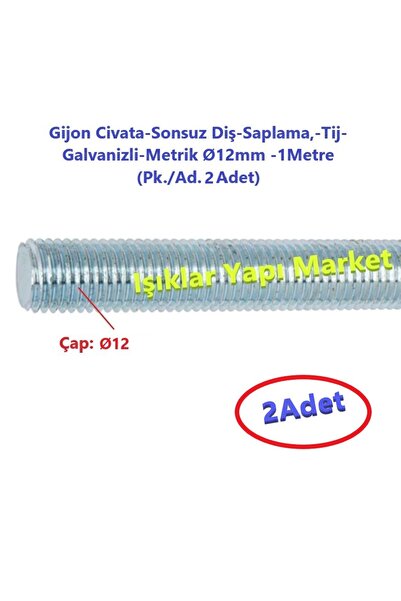 ece life Gijon Civata-sonsuz Diş-saplama,-tij-galvanizli-metrik Ø12mm -1metre...