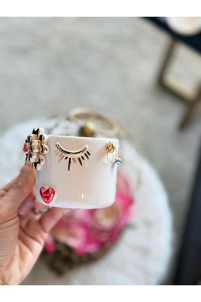 Pernotte Handmade 24 K Gold Plated Evil Eye Girl Turkish Coffee Cup