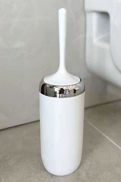 Prima Nova White Lima Toilet Brush - Chrome Decorated
