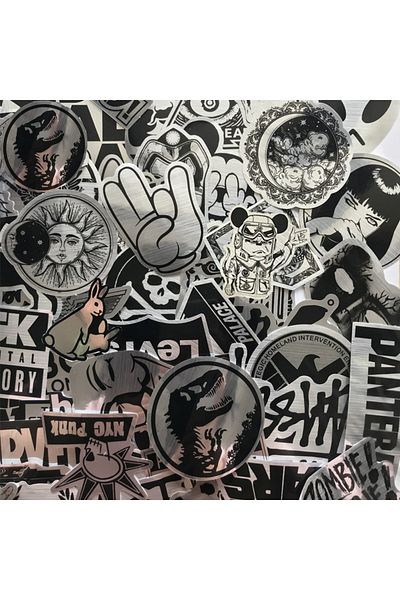 Choice 100pcs 10/30/50/100pcs Imitating Metal Brand Logo Rock Band Stickers Graffiti Phone Guitar Laptop Co