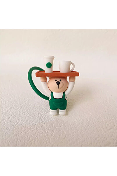 Choice 01 1 قطعة غطاء قشة سيليكون لطيف على شكل دب كرتوني سدادة غبار غطاء قشة ...