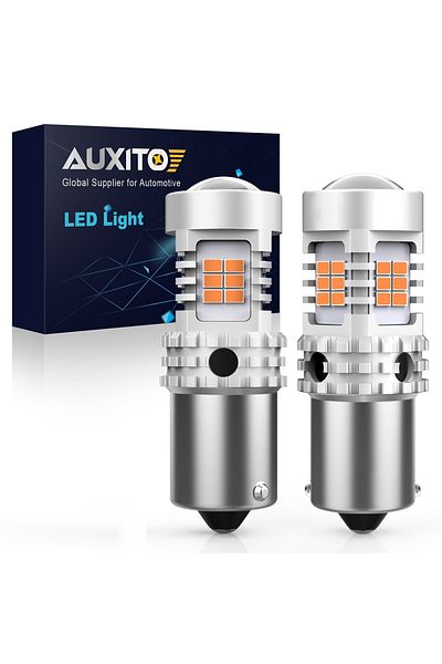 Choice 1156 Bau15s Py21w Auxito 2 قطعة Ba15s P21w LED بدون وميض فائق اللون الأصفر الكهرماني T20 W21w 7440 Wy21w 1156 Ba