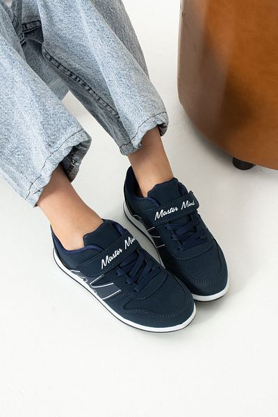 BOUIS Navy Blue White Unisex Sneaker - Flexible, Lightweight, Single Velcro m Series Sports Shoes