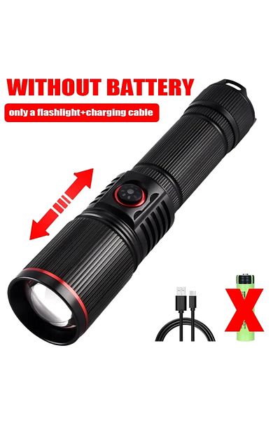 XIWANGFIRE 30W White Laser LED Flashlight Zoom Torch USB Rechargeable Light Outdoor Camping Hunting Fishing ...