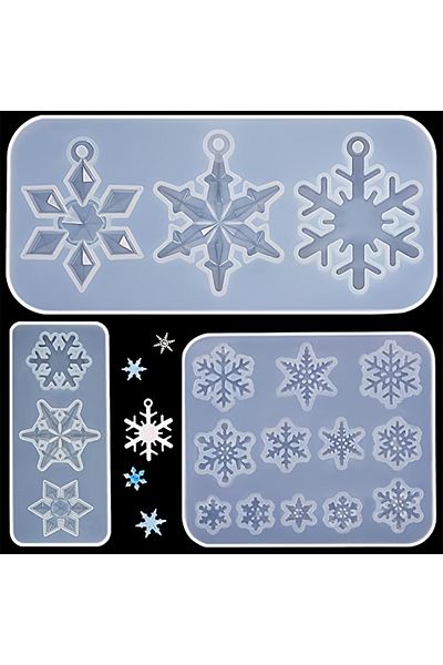 Choice 3pcs 3 Pieces Snowflake Silicone Moulds, Diy Silicone Pendant Mold Making Resin Casting Mold For Hol