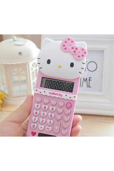 Choice 03 Kawaii Hello Kitty Cute Sanrio New Cartoon Portable Computer Push-back Pocket Calculator Girl Lea