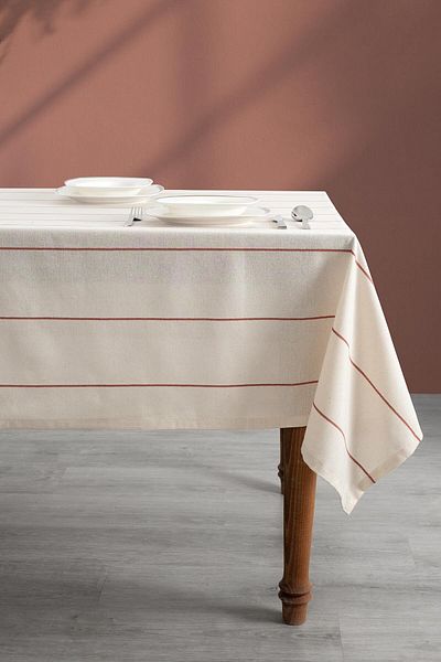 Denizli Concept Față de masă Luna cu dungi de culoare cărămidă - Design modern și elegant - 150x220 Cm