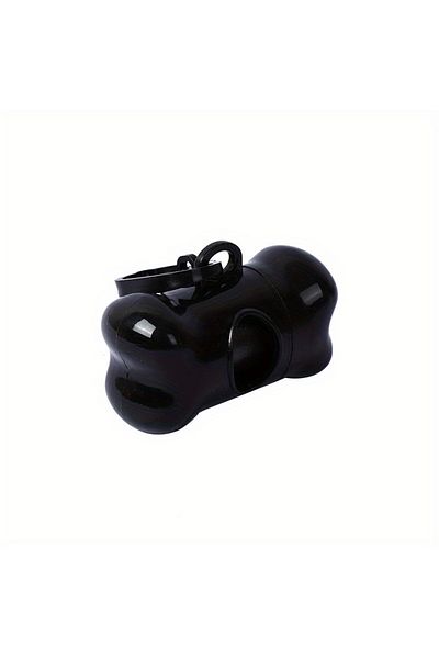 Choice Black Colorful Bone-shaped Dog Poop Bag Dispensers With 1 Disposable Bags, Portable Pet Waste Holder
