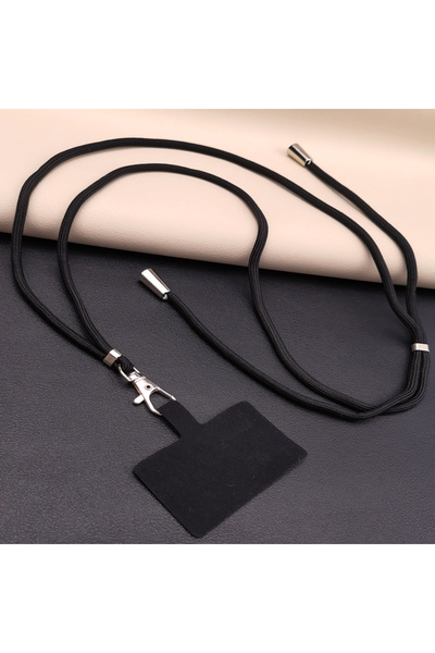 Choice حزام قلادة أسود على شكل حبل للهاتف المحمول مع حامل هاتف عالمي قابل للت...