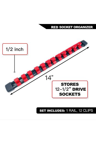 Choice 1-2(12.5MM)-red 1/4" 3/8" 1/2" Wrench Holders Traight Plastic Universal Socket Organizer Rail Bracke