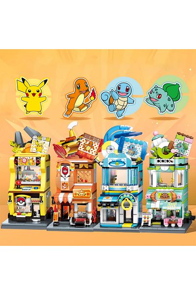 Choice Original Box Pokemon Pikachu-Claw crane game shop Blocks Charizard  Squirtle Bulbasaur  Model Edu...