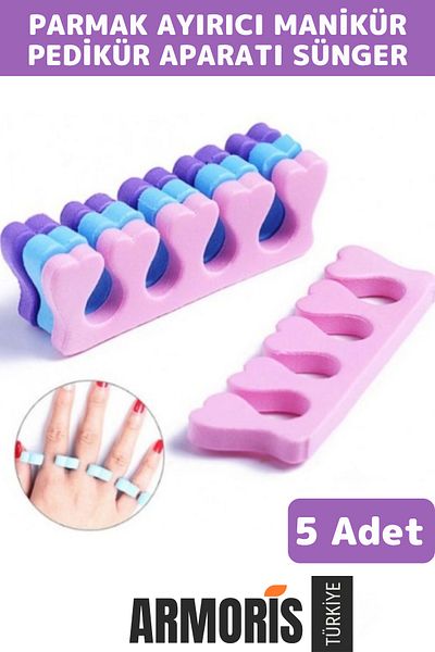 Armoris New Soft Flexible Nail Polish Non-Smudge Finger Separator Sponge Manicure Pedicure Apparatus 5 Pcs