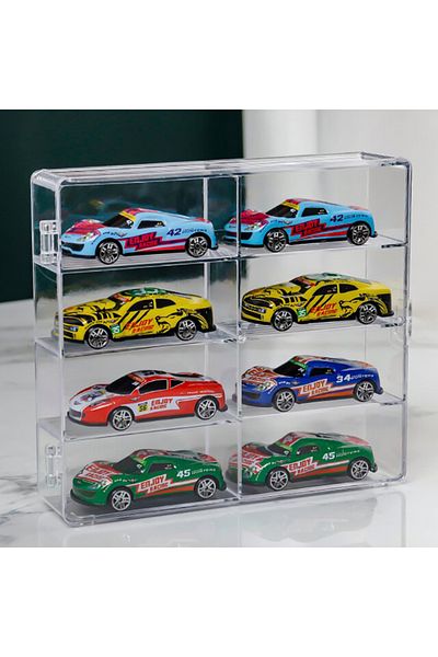 ZTOYL Acrylic Display Case Compatible With 8 Slots Display Case For Die Cast Toy Cars Standing On Offic...