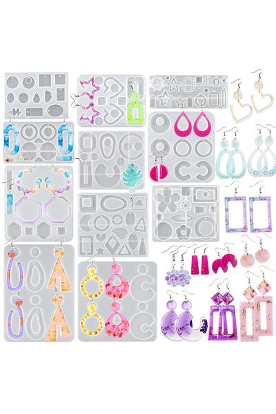 Choice Silicone Earring Mold Earring Resin Mold Jewelry Making Casting Tools Earring Hooks for Craft DIY...