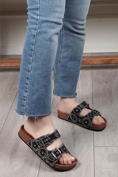 Pienn 20054-002 Жіночі тапочки з камінцями та двома пряжками Comfort