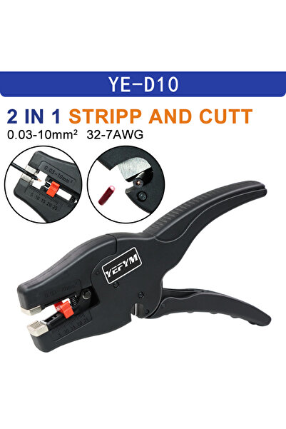 Choice كماشة YE-D10، أداة تقشير وقص الأسلاك الأوتوماتيكية، 2 في 1، مقاس 0.03-...