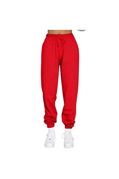 FUNSTYLE Women's Red Winter 3 Thread Raised Rubber Leg Sweatpants