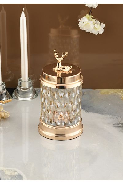 AKSESUAR EVRENİ Gavir Deer Decorative Glass Accessory with Cover