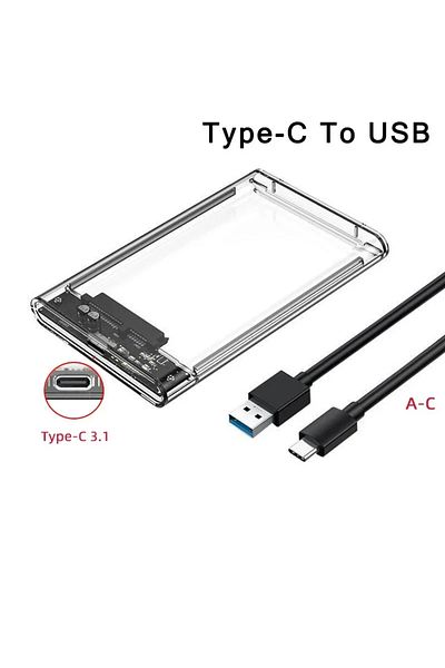 congdi Usb C-usb A Usb 3.0/type C External Hard Drive Enclosure 2.5 Inch Sata To Usb3.0 Uasp Clear Portable