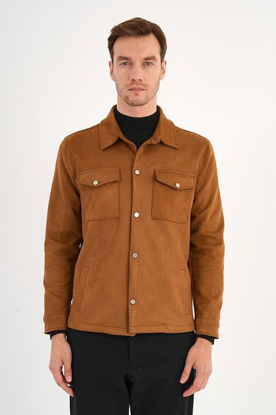 Deri Company Ανδρικό πουκάμισο Ringe Suede Look Tan