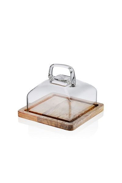 The Mia The Mi̇a Madera Rectangular Cake Storage Jar 13X17X17 cm