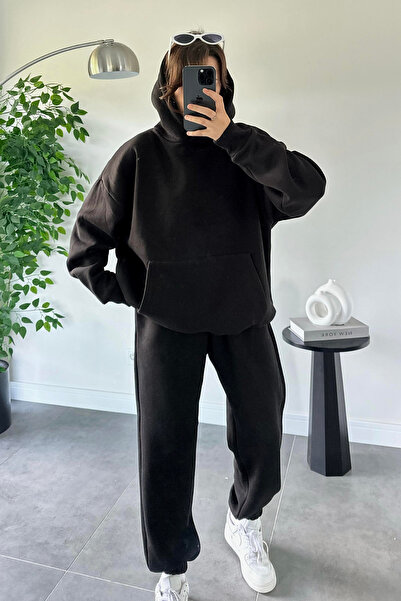 CMZ COLLECTİON Μαύρο άνετο σετ φόρμας unisex