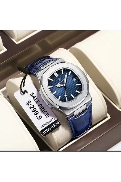 POEDAGAR New Patekss Luxury Men's Wristwatch with Leather Cord Arrival for 25 Years