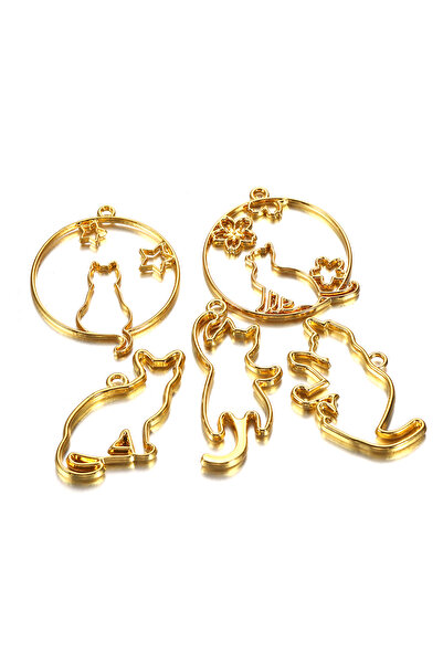 Choice قوالب راتنجية مختلطة مكونة من 5 قطع على شكل قطة من السيليكون بإطار معد...