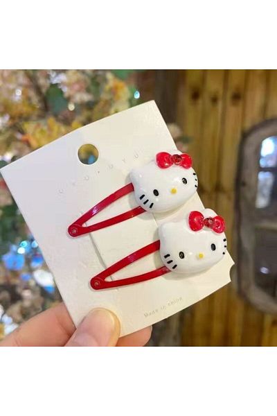 Choice 1 2pcs Sanrio Girl Hair Clip Kawaii Hello Kitty Cartoon Bb Hair Clip Girl Hairs Accessories Headwea.