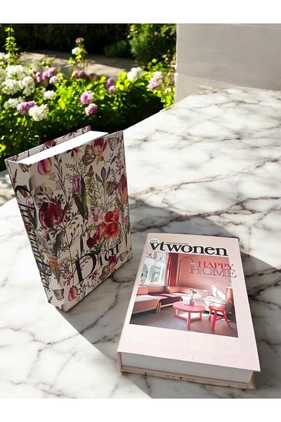 Saccura Decor Decorative Book Box Set, Set of 2 Gardenia Boxes