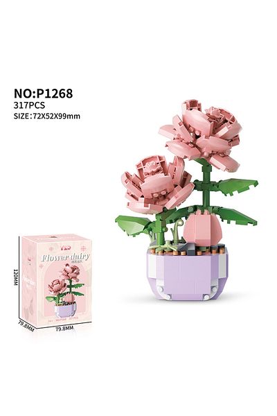 Choice P1268 317pcs Flower Succulents Building Blocks Everlasting Flower Bonsai Tree Gardens Romantic Brick