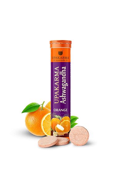 Upakarma Ashwagandha Orange Flavour Effervescent Tablets 20
