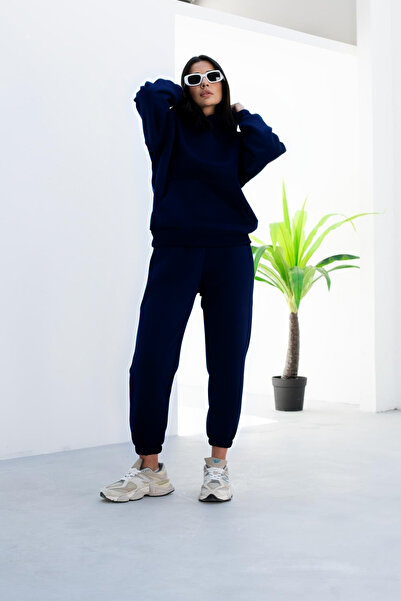 CMZ COLLECTİON Σετ φόρμας σε σκούρο μπλε χρώμα με χοντρό ύφασμα