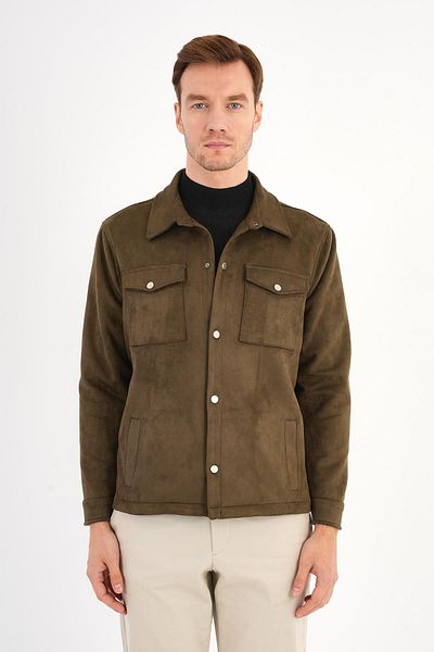 Deri Company Ανδρικό παλτό Ringe Suede Look Khaki Green