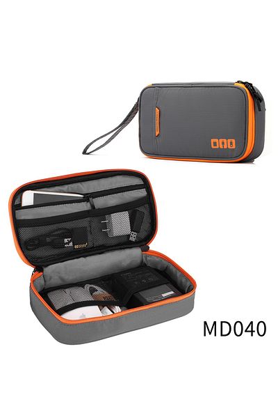 Choice Grey Travel Essentials Cable Organizer Bag - Small Charging Cord Storage, Charger, Cables, Cord Stor