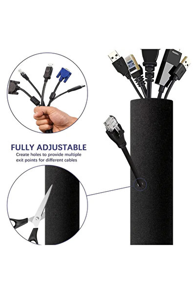 Choice li xian tao 1 جراب إدارة الكابلات بسحاب - ينظم الكابلات ويحميها بشكل أنيق. سهل الاستخدام