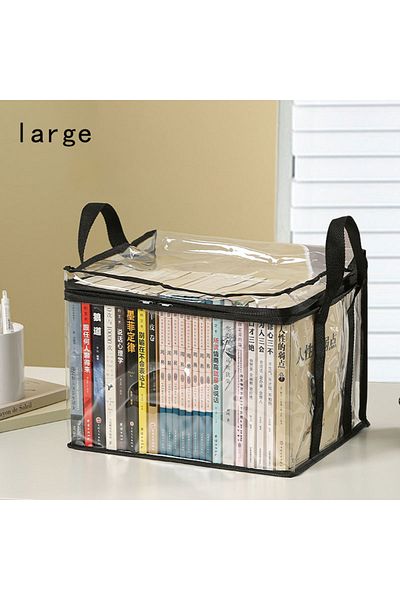 Choice Black Large 1 Pcs Foldable Book Box Student Dormitory Classroom Book Organizer Transparent Waterproo