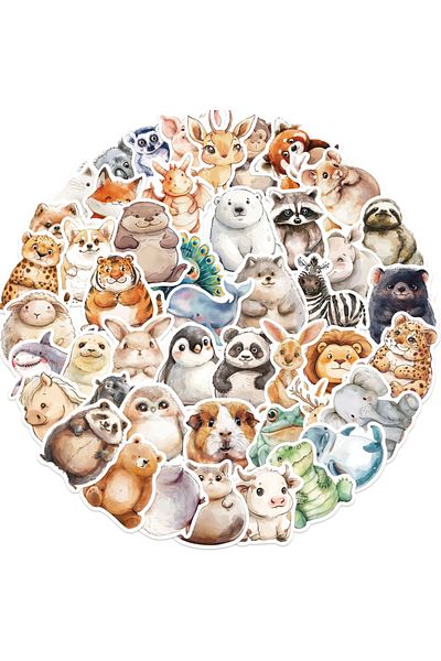 Choice 50pcs 50pcs Watercolor Fat Animals Stickers For Gift Diy Kids Notebook Luggage Motorcycle Laptop Ref