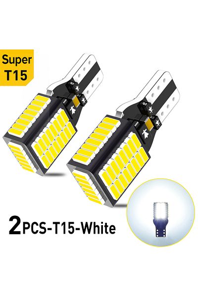 NLpearl قطعتان من T15-أبيض، قطعتان من مصابيح LED Canbus T15 W16w 1800 لومن فائقة السطوع 921 912 LED 54SMD 4014 للسيارة B