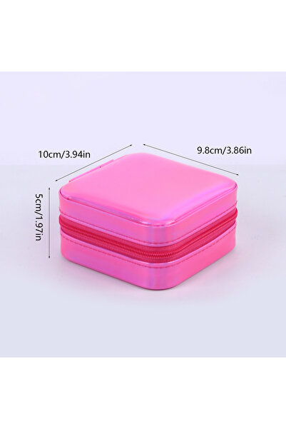 Choice صندوق مجوهرات باللون الأحمر الوردي، منظم مجوهرات صغير محمول للسفر، قلا...