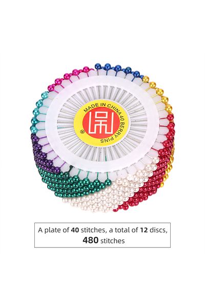QJH 480 Pins 480pcs Sewing Pins Straight Pins Head Pins Colorful White Round Pearl Head Dressmaking Quil